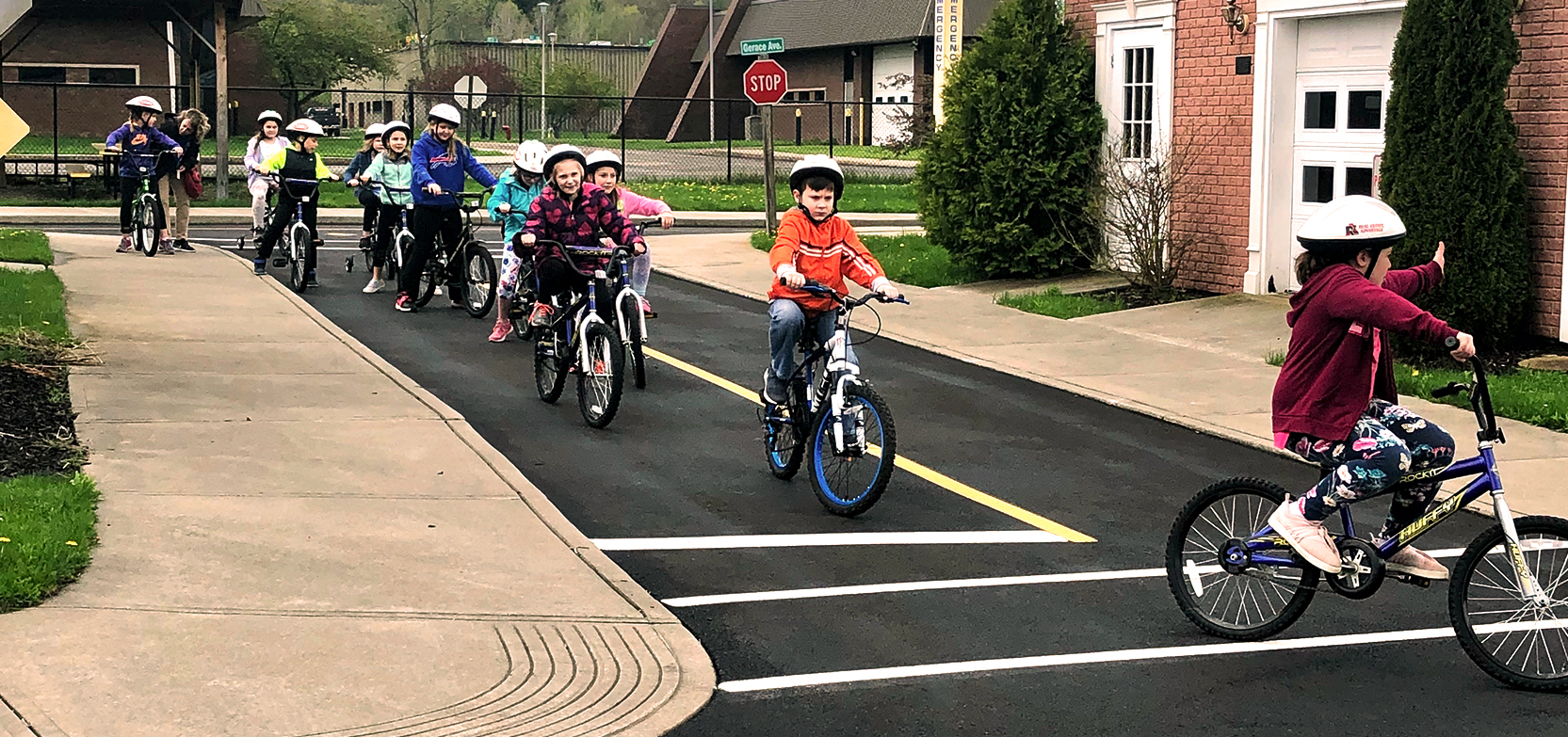 Students riding bicycles for Traffic & Bike Safety Course